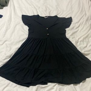 Black short sleeve empire tiered dress
